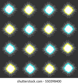 Abstract pattern with bright rhomboid elements on a dark background. Vector for design. 