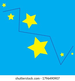 Patrón abstracto con estrellas amarillas brillantes en un fondo azul, plantilla para papel tapiz, postales, cubiertas