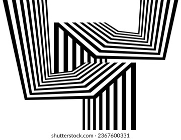 Abstract pattern of broken black parallel lines on a spruce background in retro style. Striped pattern. Modern vector background.
