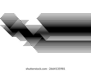 Padrão abstrato de formas geométricas quebradas a partir de linhas pretas em um fundo branco. Elemento de design distribuído. Vetor fundo preto e branco para capas, embalagem, publicidade. Base para layouts. Str.