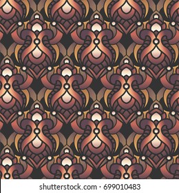 Abstract pattern of brown color, decorative, oriental style. Suitable for curtains, wallpaper, fabric, tile, wrapping paper.
