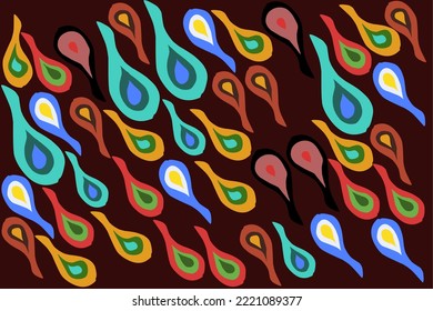 Abstract pattern. Brush stroke textures of various shapes. Vector colorful ornaments, Digital art background set for posters, covers, flyers, textile fabric prints etc

