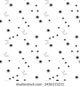 Patrón abstracto. Agujeros de bala. Patrón sin costuras sobre un fondo blanco. Diseño de fondo de volante, fondo de publicidad, tela, ropa, textura, patrón textil.