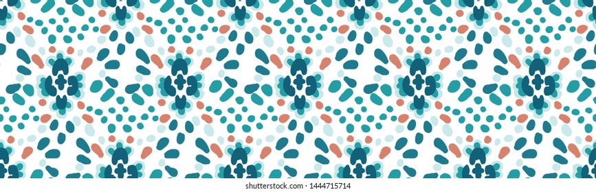 Abstract pattern. Byzantine, Turkish tile mosaic in blue, scarlet, white. Eastern porcelain, ornament. Spanish pottery. Ceramic tableware, folk print. Mediterranean seamless wallpaper. Ethnic vector.