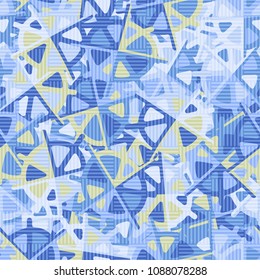 Abstract pattern in camouflage style covered with a striped chess field. Seamless texture.