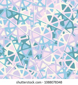 Abstract pattern in camouflage style covered with a striped chess field. Seamless texture.