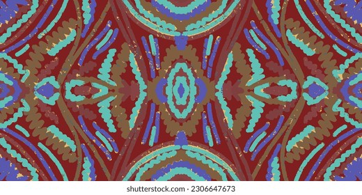 Abstraktes Muster eines Teppichs. Ikat-Stil. Grunge Textur. Der Hintergrund. Gestaltungselement	
