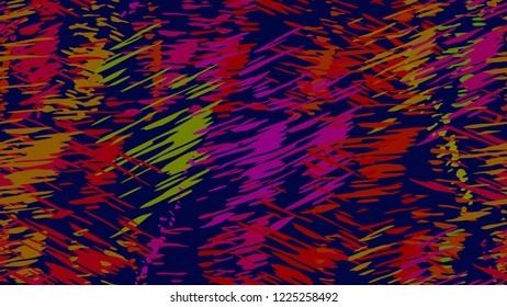 Abstract pattern of chaotic color strokes, dots, scratches The idea of modern packaging design, tiles, textiles, backgrounds, wallpapers, covers Brush strokes, strokes, streaks of paint