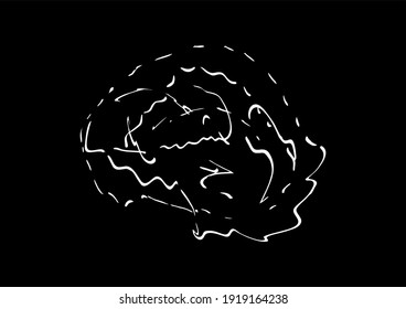 Abstract pattern of chaotic curves. Original modern vector drawing. Minimal graphic design. Irregular geometrical background. Dynamic composition of curved trajectories or paths resembling human brain