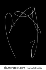 Abstract pattern with chaotic curves. Original modern vector drawing. Minimal graphic design. Geometrical background with loops. Dynamic black and white composition of curved trajectory or path.