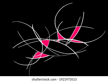 Abstract pattern of chaotic curves. Original modern vector drawing. Minimal graphic design. Geometrical background of weird traces. Dynamic composition of curved trajectories for science or technology