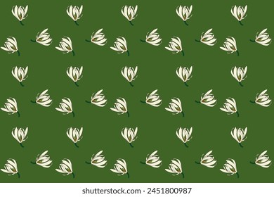 Patrón Abstractas de la flor de chempaka floreciendo sobre fondo verde.