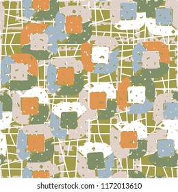 Abstract pattern of children's colors,
Against the backdrop of a hole net and a clear network of smooth lines.
