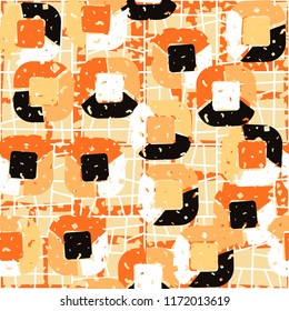 Abstract pattern of children's colors,
Against the backdrop of a hole net and a clear network of smooth lines.