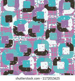 Abstract pattern of children's colors,
Against the backdrop of a hole net and a clear network of smooth lines.