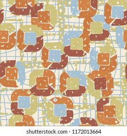 Abstract pattern of children's colors,
Against the backdrop of a hole net and a clear network of smooth lines.