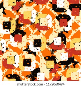 Abstract pattern of children's colors,
against the background of a hole net and seven-pointed stars.