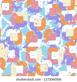 Abstract pattern of children's colors,
against the background of a hole net and seven-pointed stars.