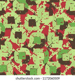 Abstract pattern of children's colors,
against the background of a hole net and seven-pointed stars.