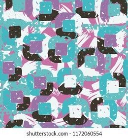 Abstract pattern of children's colors,
against the background of a hole net and brushing with a brush.
