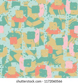 Abstract pattern of children's colors,
against the background of a hole net and brushing with a brush.