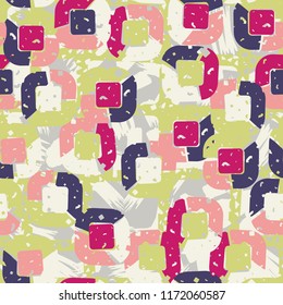Abstract pattern of children's colors,
against the background of a hole net and brushing with a brush.