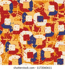 Abstract pattern of children's colors,
against the background of a hole net and circles.
