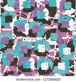 Abstract pattern of children's colors,
against the background of a hole net and circles.