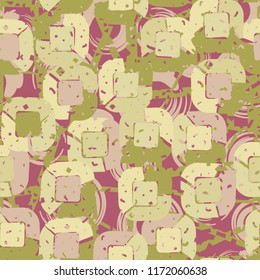 Abstract pattern of children's colors,
against the background of a hole net and circles.