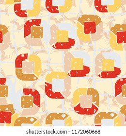Abstract pattern of children's colors,
against the background of a hole net and five-pointed stars.