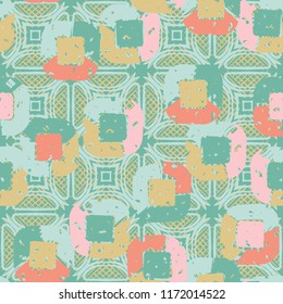 Abstract pattern of children's colors, on the background of half-bubbles and waffle net.