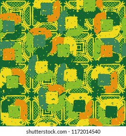 Abstract pattern of children's colors, on the background of half-bubbles and waffle net.