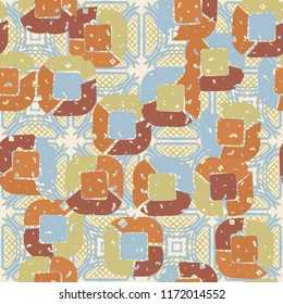 Abstract pattern of children's colors, on the background of half-bubbles and waffle net.