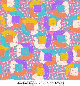 Abstract pattern of children's colors,
on a background of square textures.