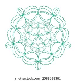 Abstract pattern in a circle. Mandala ornament. Intricate lacy pattern. The spiritual symbol of mindfulness and symmetry. Coloring page element.