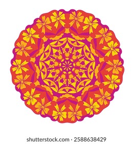 Abstract pattern in a circle. Mandala ornament. Intricate lacy pattern. The spiritual symbol of mindfulness and symmetry. 