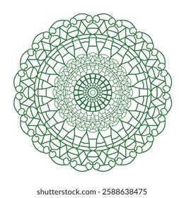 Abstract pattern in a circle. Mandala ornament. Intricate lacy pattern. The spiritual symbol of mindfulness and symmetry.  Coloring page element.