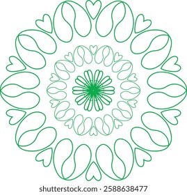 Abstract pattern in a circle. Mandala ornament. Intricate lacy pattern. The spiritual symbol of mindfulness and symmetry.  Coloring page element.