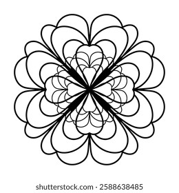 Abstract pattern in a circle. Mandala ornament. Intricate lacy pattern. The spiritual symbol of mindfulness and symmetry.  Coloring page element.