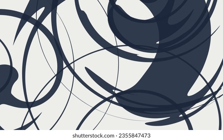 Abstract Pattern Circle Twist in Style Retro 60s, 70s. 3D Minimal Modern Liquid for Banner, Poster, Website, Cover, Advertising. Seamless Art in Black, White Colors.