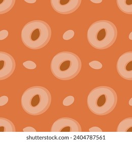 Abstract pattern with circles and ovals on an orange background. A cozy hugo-style pattern
