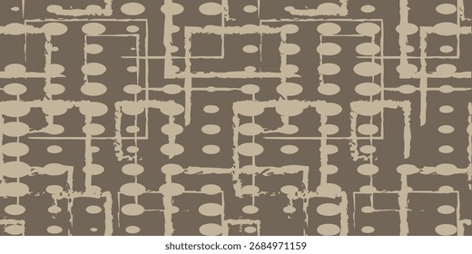 Padrão abstrato com círculos e quadrados em tons terrosos
