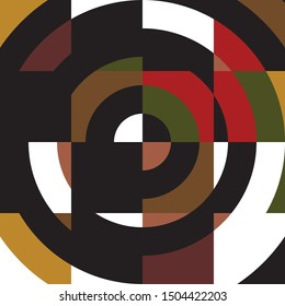 Abstract Pattern with Circles and Straight Lines, Round Shapes Composition, Geometric Poster, Graphic Vector Background
