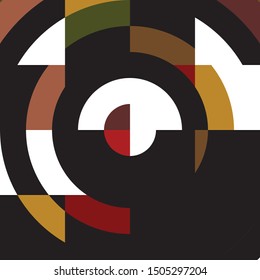 Patrón abstracto con círculos y líneas rectas, composición de formas redondeadas, afiche geométrico, fondo vectorial gráfico
