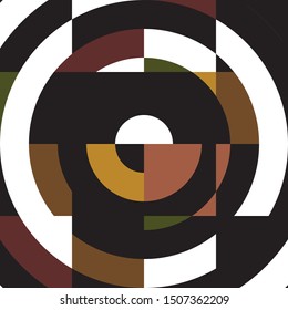 Patrón abstracto con círculos y líneas rectas, composición de formas redondeadas, afiche geométrico, fondo vectorial gráfico
