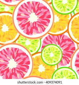 Abstract pattern  of citrus (orange, grapefruit, lime  lemon), seamless pattern, fashion design , trendy stylish texture spring summer, color vector prints