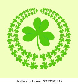 Abstract pattern with clover leaf on an yellow background