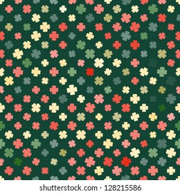 Abstract pattern with clover in retro colors, vector illustration