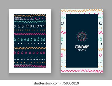 Abstract pattern with color hand drawn strokes artistic cover frame design. Minimal drawing lines white background. Trendy ethnic template vector Cover Report Catalog Brochure Flyer Poster Banner