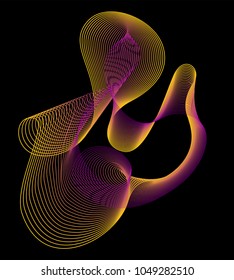 abstract pattern with colored lines on black. Creative line art. Blend Tool